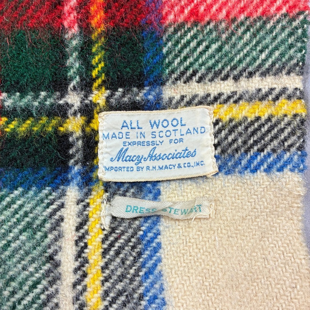 VTG Tartan Plaid Wool Blanket Throw Macys Made in Scotland Dress Stewart - Picture 6 of 6